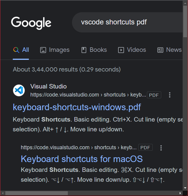 vscode pdf shortcuts