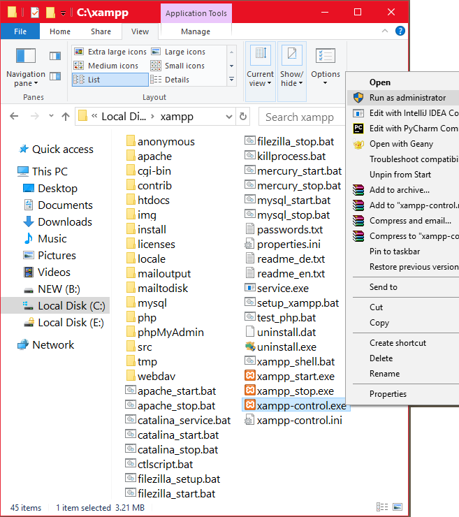 xampp installation step 13