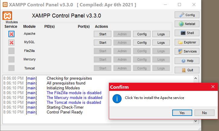 xampp installation step 15