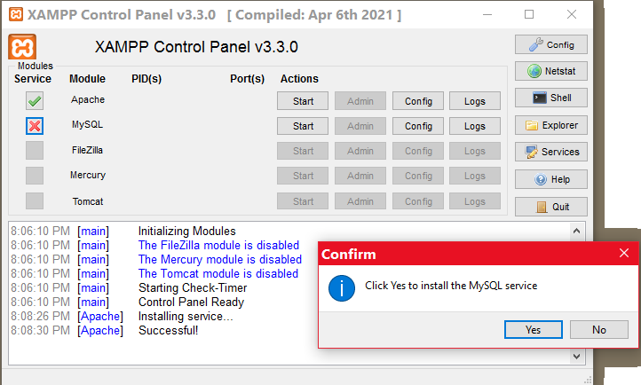 xampp installation step 16