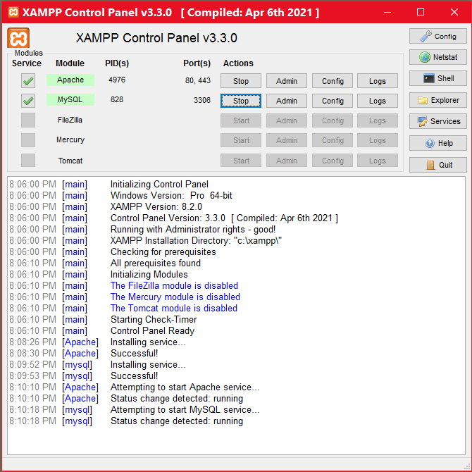xampp installation step 17
